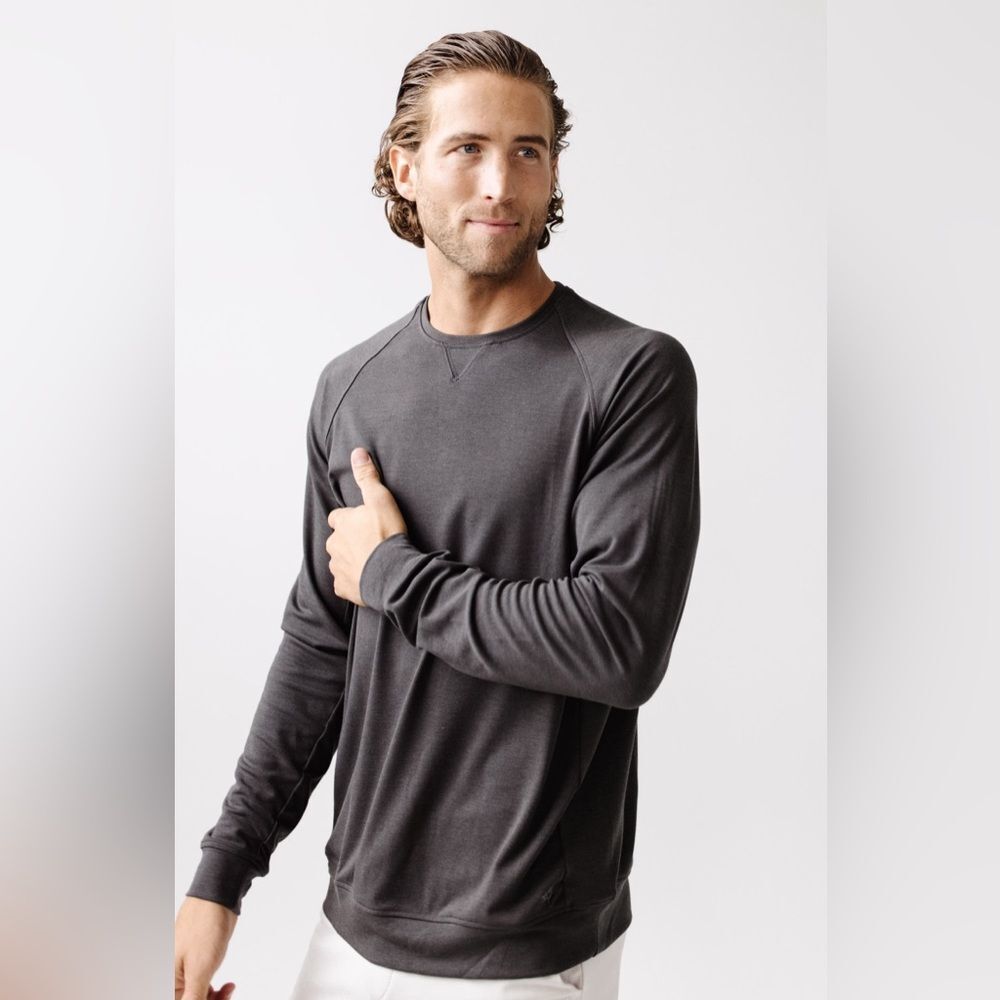 Men's Crew Neck Long Sleeve Shirt - Charcoal